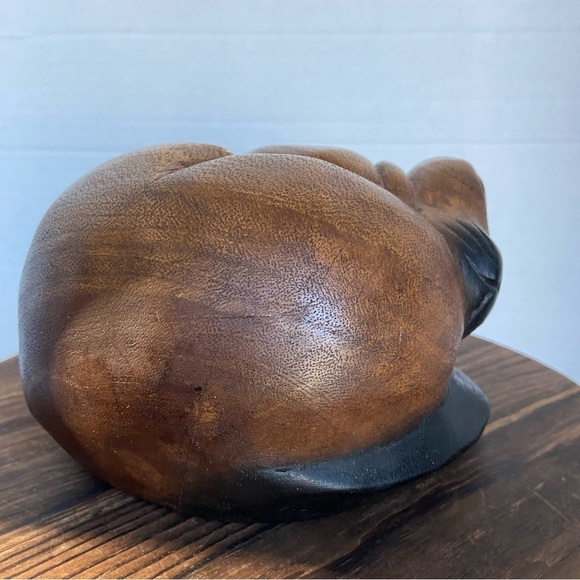 Hand Carved Sleeping Wood Siamese Cat Sleeping Sculpture Pet Statue Cat Figurine - Picture 11 of 14